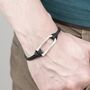 Personalised Men's Black Leather Bar Bracelet, thumbnail 6 of 9