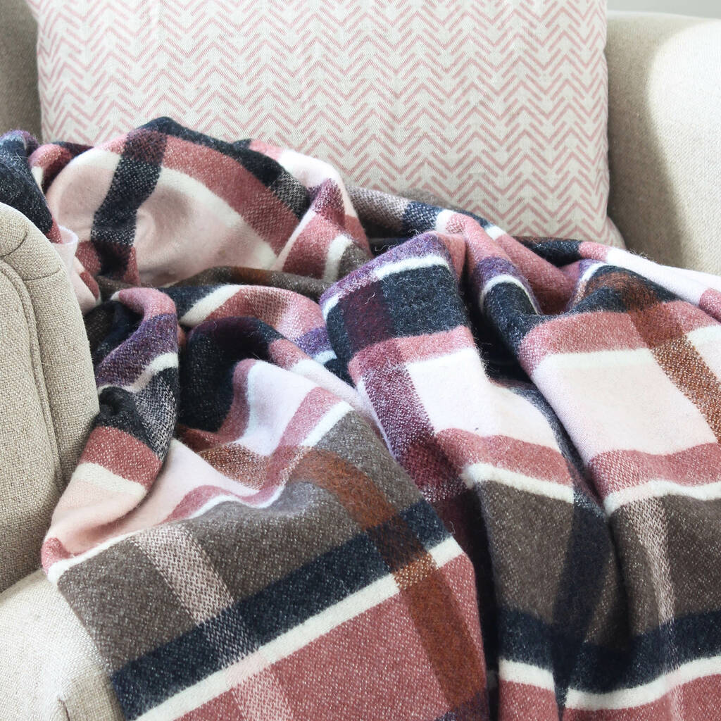 Blush Pink Check Throw By Marquis & Dawe