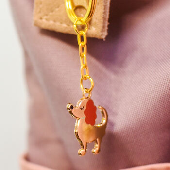 Cute Dog Bag Charm And Keyring Gold Plated, 2 of 4