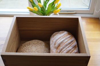 Personalised Wooden Bread Bin With Bread Board, 4 of 4