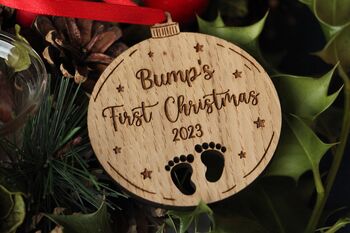 Personalised “Mummy To Be” Baby Bump Christmas Ornament – Custom Pregnancy Keepsake Decoration, 3 of 4