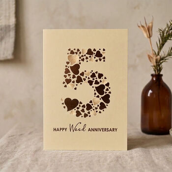 Love Hearts Wood 5th Anniversary Card, 2 of 3
