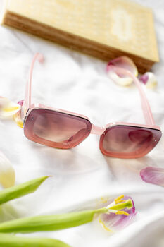 Pink Rectangle Front Lens Side Texture Sunglasses, 9 of 9