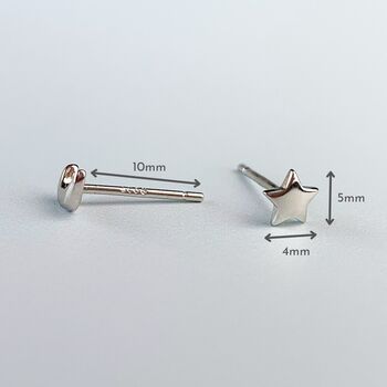 Sterling Silver Tiny Moon And Star Stud Earrings, 7 of 7