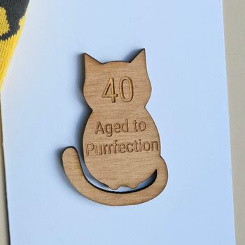 '40 Aged To Purrfection' Cat Token And Birthday Card, 2 of 2