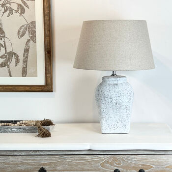 Hekla Aged Grey Distressed Ceramic Table Lamp Base, 6 of 7