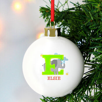 Christmas Animal Initial Personalised Hanging Bauble, 4 of 5