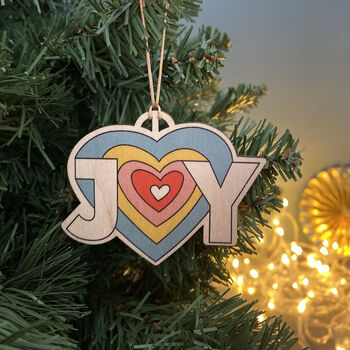Joy Card With Removable Wooden Decoration Keepsake, 3 of 3