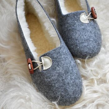 Felt Slippers With Cream Details, 4 of 8