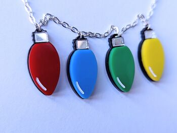 Christmas Lights Necklace On Acrylic And Silver Plated, 5 of 9