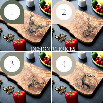 Stag Engraved Olive Wood Cheeseboard, 2 of 11