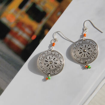 Etched Large Disc Earrings, 2 of 3