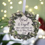 Wooden First Married Christmas Wreath Tree Decoration, thumbnail 5 of 9