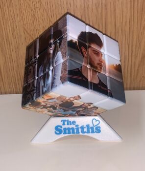 Personalised Photo Cube With Personalised Stand 10cm, 3 of 5