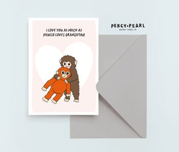 Cute I Love You Punch The Monkey Card, 2 of 4