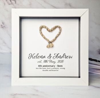 Personalised 4th Anniversary Gift Framed Linen Heart, 6 of 12