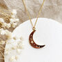 14 K Gold Fill Crescent Moon And Faux Fire Opal Necklace, thumbnail 4 of 6