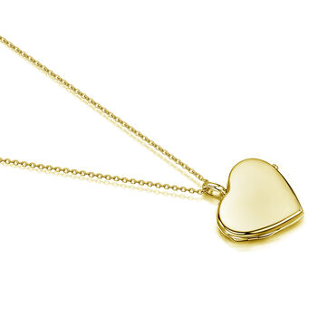 18 K Gold Plated Heart Locket With Photos And Engraving, 3 of 12