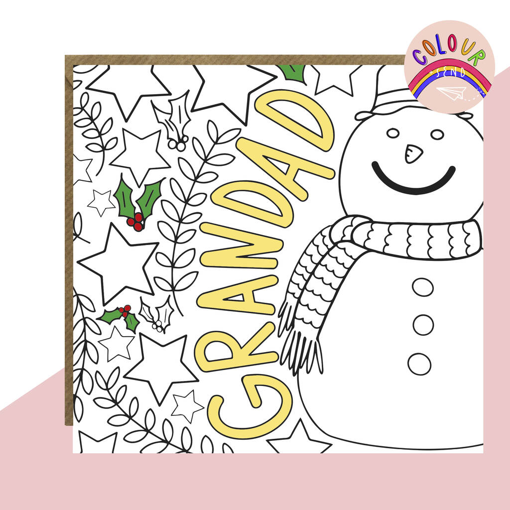 Colour + Send 'Grandad' Snowman Christmas Card