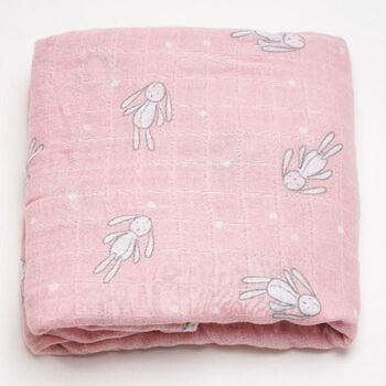 Extra Large Pink Bunny Bamboo Muslin, 5 of 7