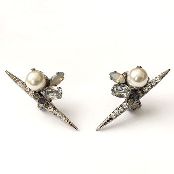 Swarovski Pearl And Crystal Bar Earrings, 2 of 3
