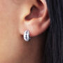 Sterling Silver Croissant Ridge Huggie Hoop Earrings, thumbnail 1 of 9