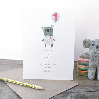 Personalised First Birthday Or Pick Your Age Koala Card, 2 of 12