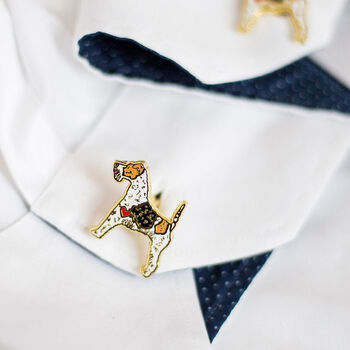 Wire Haired Fox Terrier Gold Plated Enamel Cufflinks, 3 of 5