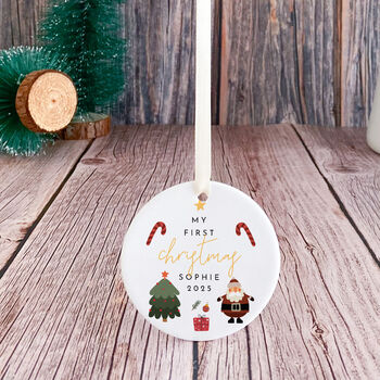 Personalised First Xmas Ceramic Ornament Gi̇ft, 6 of 7