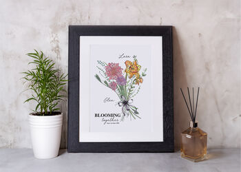 Birth Month Flower Couple Print, 2 of 5
