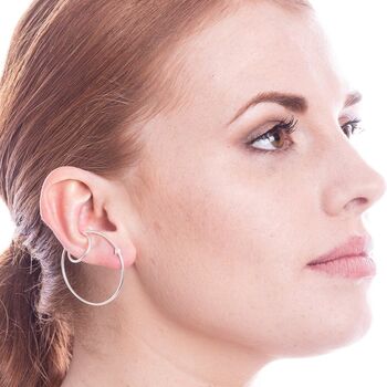 Sterling Silver Double Hoop Ear Cuff Stud Earrings, 5 of 7