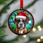 Boxer In Santa Hat Suncatcher Decoration, thumbnail 2 of 6
