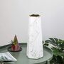 White Vase With Gold Finish Marble Ceramic Flower Vase, thumbnail 4 of 12