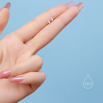 Tiny 4mm Bar Screw Back Earrings In Sterling Silver, 5 of 10