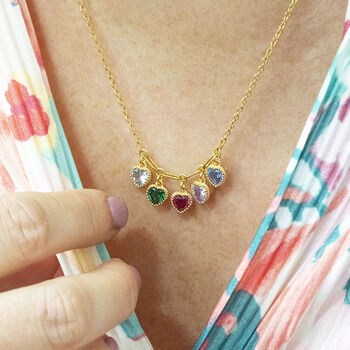 Family Birthstone Necklace With Heart Crystals, 11 of 11