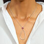 Long Petal Drop Necklace With Pear Cut Ruby, thumbnail 2 of 5