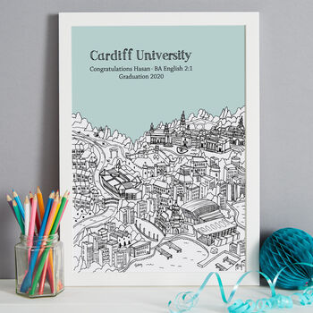 Personalised Cardiff Graduation Gift Print, 7 of 9