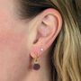 Circle Ruby July Birthstone Earrings, Gold, thumbnail 2 of 6