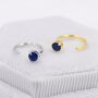 Sapphire Blue Cz Dot Huggie Hoop Earrings, thumbnail 3 of 10