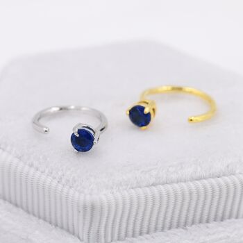 Sapphire Blue Cz Dot Huggie Hoop Earrings, 3 of 10