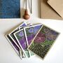 Linocut Pansy Flower Notecards Set Of Eight, thumbnail 2 of 5