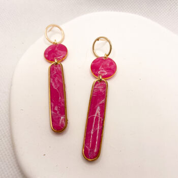 Long Pink Stud Statement Earrings, Clay And Resin, 5 of 11
