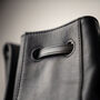 Resa Drawstring Bucket Bag: Black Leather, thumbnail 4 of 10