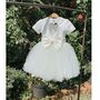 Cap Sleeve Heart Back Large Satin Bow Sash Tutu Dress, thumbnail 2 of 7