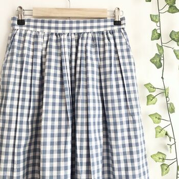 Blue Gingham Cotton Midi Skirt With Ric Rac, 4 of 6