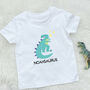 Kids Personalised Dinosaur T Rex T Shirt, thumbnail 2 of 4