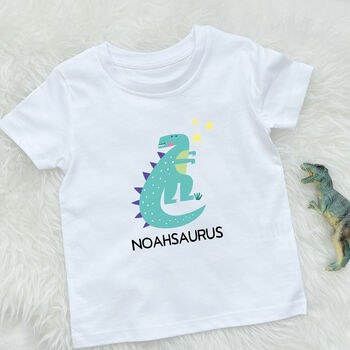 Kids Personalised Dinosaur T Rex T Shirt, 2 of 4