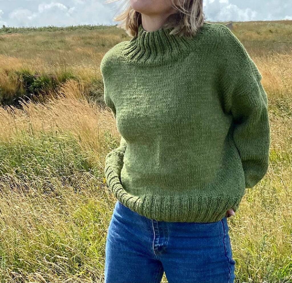 The Coco Wool And Organic Cotton Sweater In Olive Green, 1 of 4