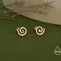 Koru Circle Spiral Screw Back Earrings In Sterling Silver, thumbnail 6 of 10