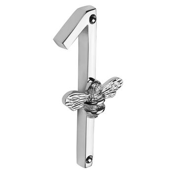 House Numbers With Bee In Nickel Finish, 3 of 11